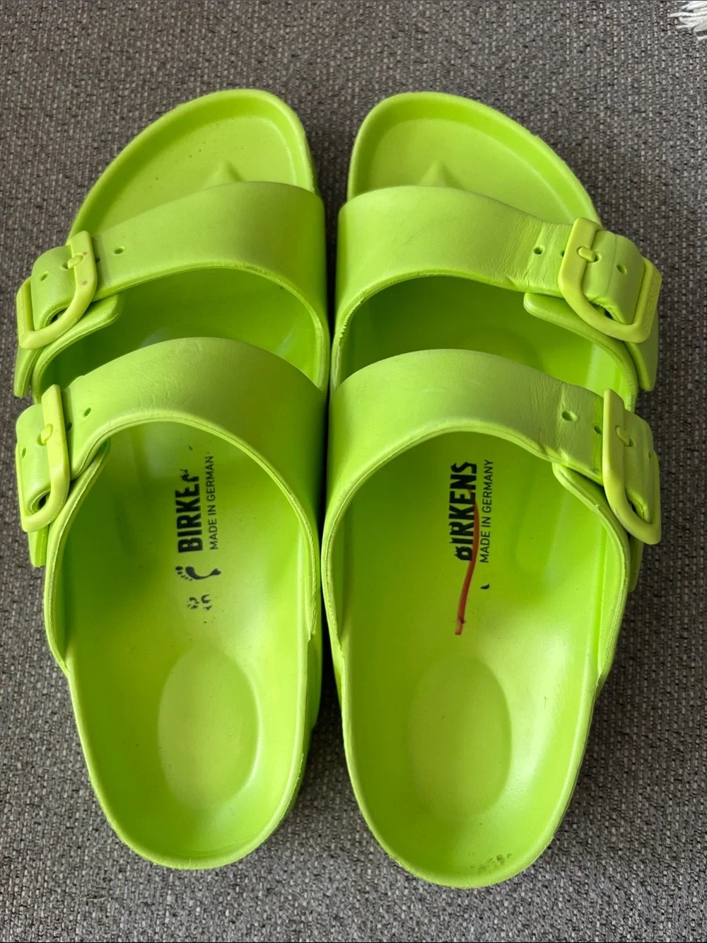 Birkenstock Kids Neon Lime Two-Strap Slide Sandals